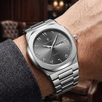 Reloj de lujo arabe - acero y gris