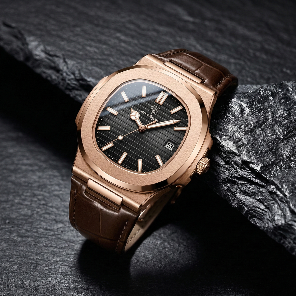 Reloj de lujo minimalista – Tono Negro y cafe - nautilus inspired