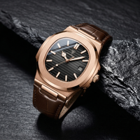 Reloj de lujo minimalista – Tono Negro y cafe - nautilus inspired