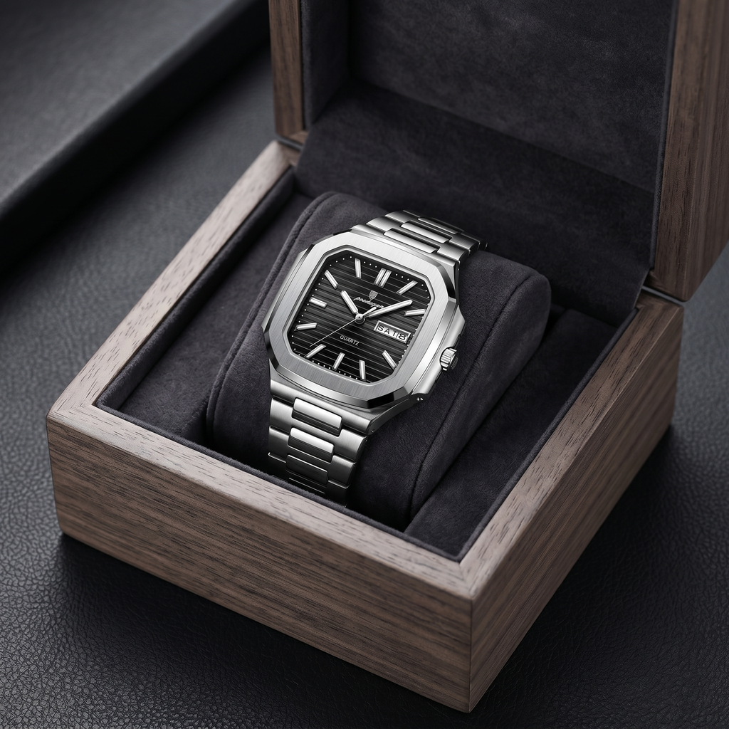 Reloj de lujo - Tono acero y negro cubitus