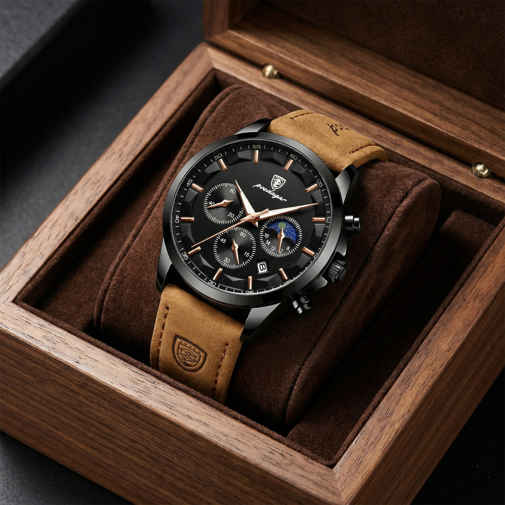 Reloj deportivo cronografo - tono negro y rose gold