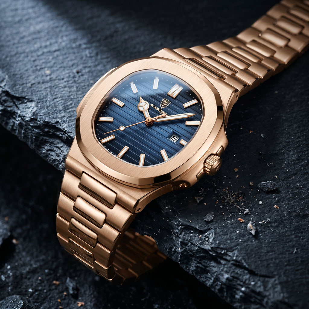 Reloj de lujo minimalista - tono azul y rose gold