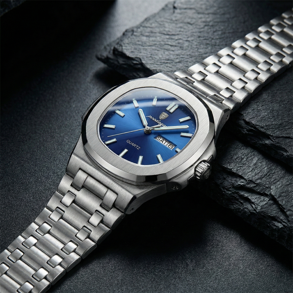 Reloj de lujo minimalista - tono azul y acero