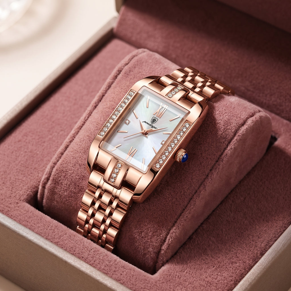 Reloj de lujo para dama - Tono rosegold y blanco