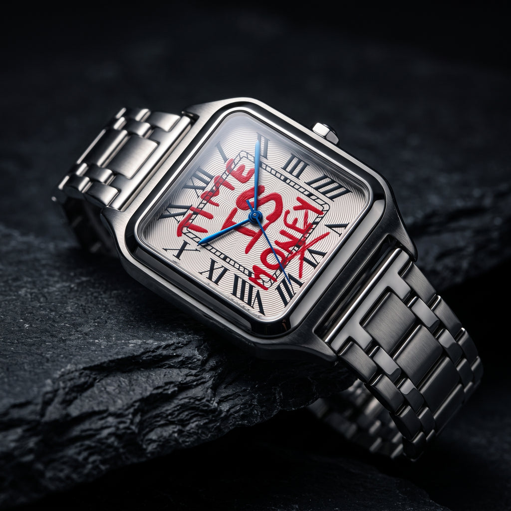 Reloj old money - Tono acero y blanco - tematica TIME IS MONEY