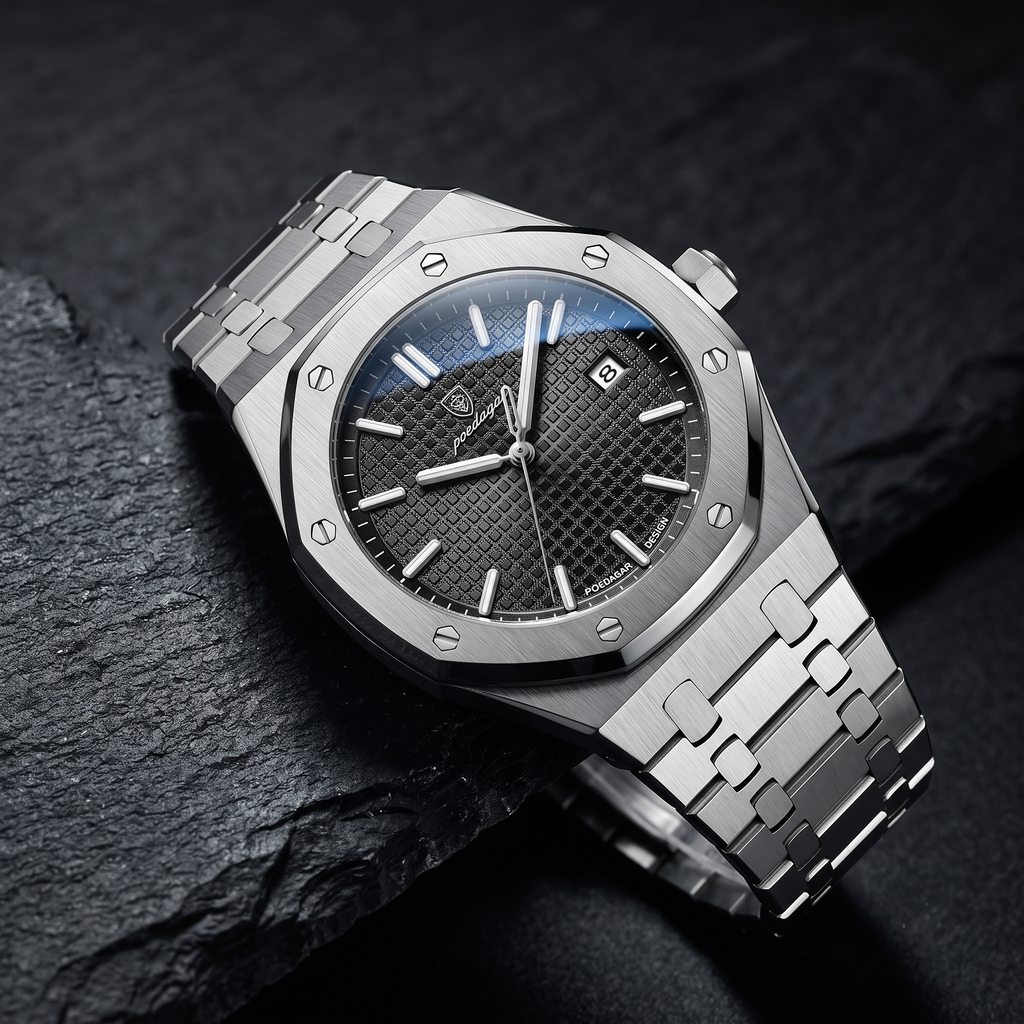 Reloj de lujo ejecutivo - tono acero y negro