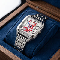 Reloj old money - Tono acero y blanco - tematica TIME IS MONEY
