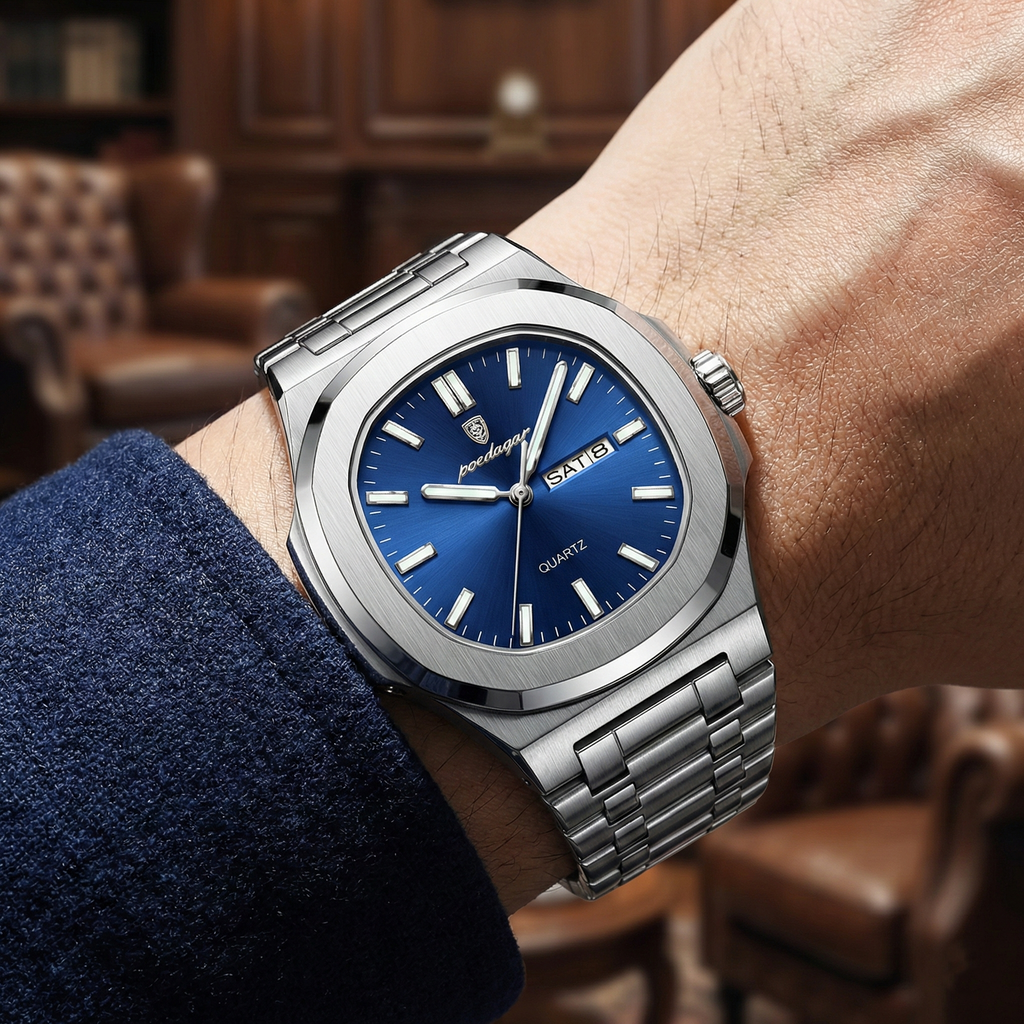 Reloj de lujo minimalista - tono azul y acero