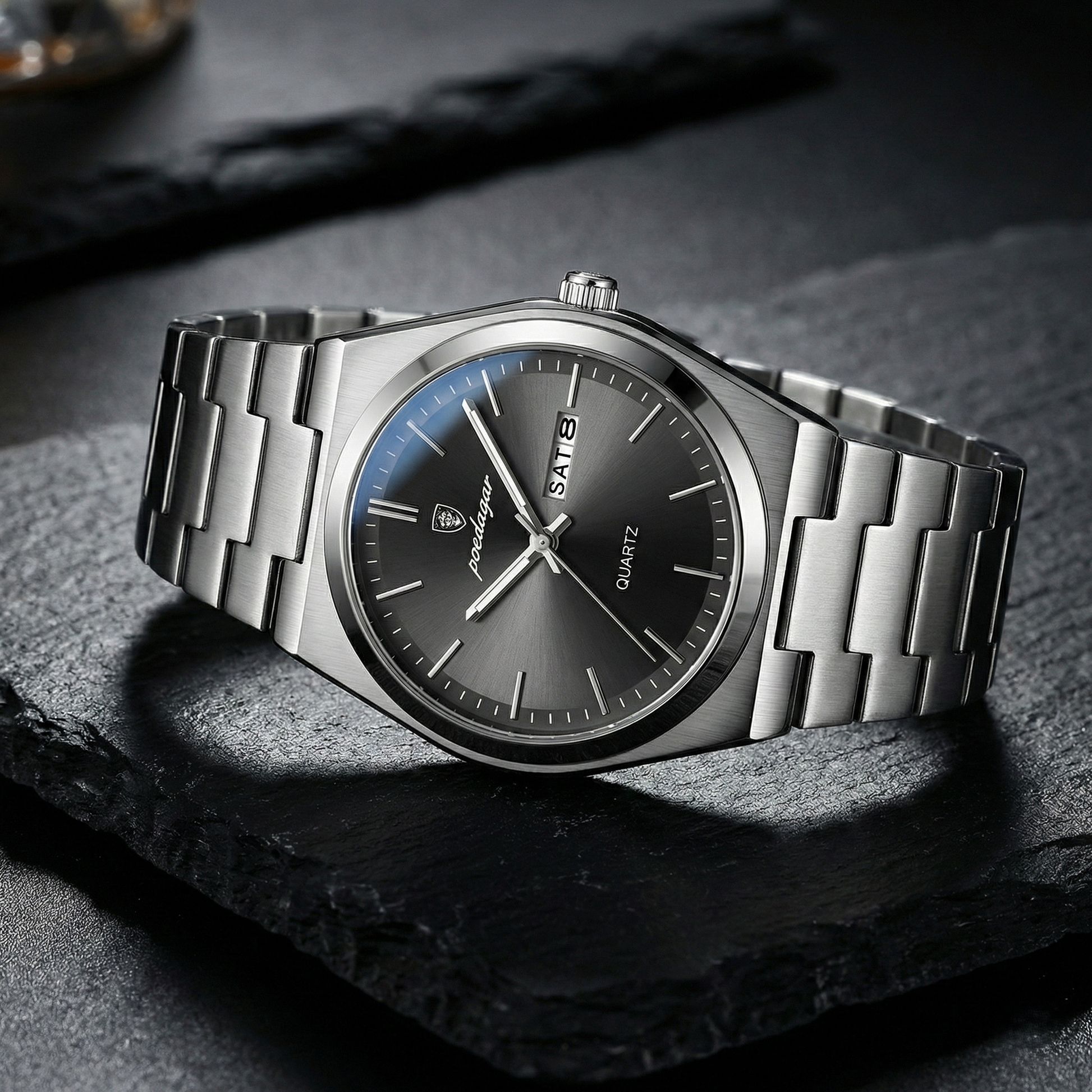 Reloj de lujo ejecutivo - tono negro y acero