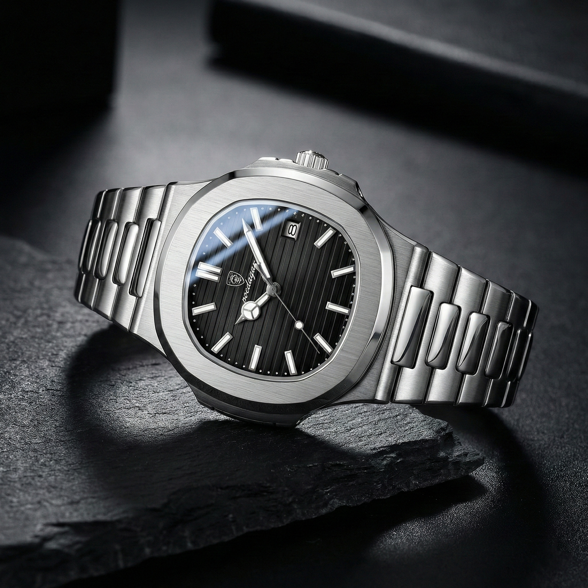 Reloj de lujo minimalista – Tono Negro y acero