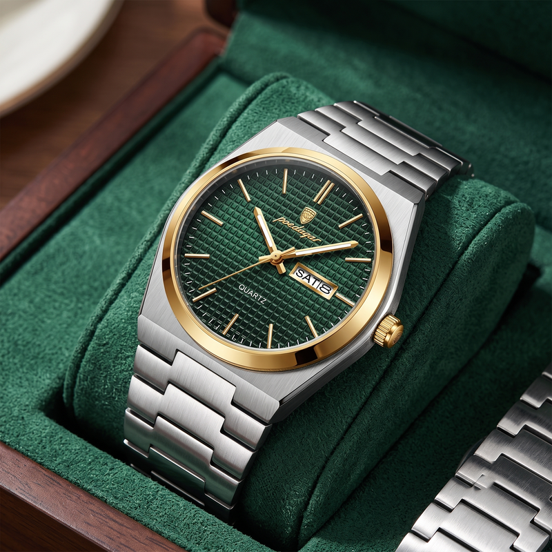 Reloj de lujo ejecutivo - tono verde y oro
