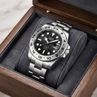 Reloj de lujo premiun - tono acero y negro explorer