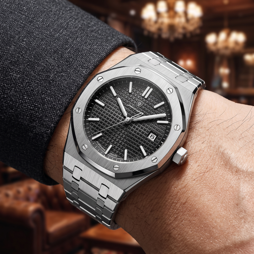 Reloj de lujo ejecutivo - tono acero y negro