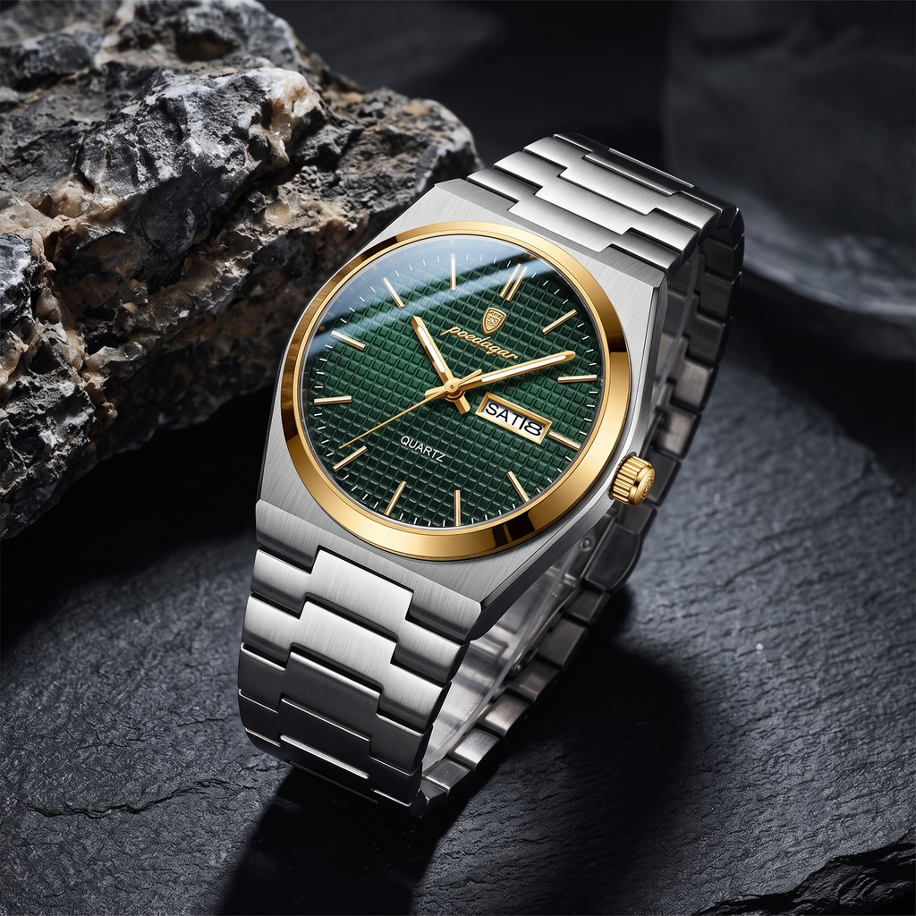 Reloj de lujo ejecutivo - tono verde y oro