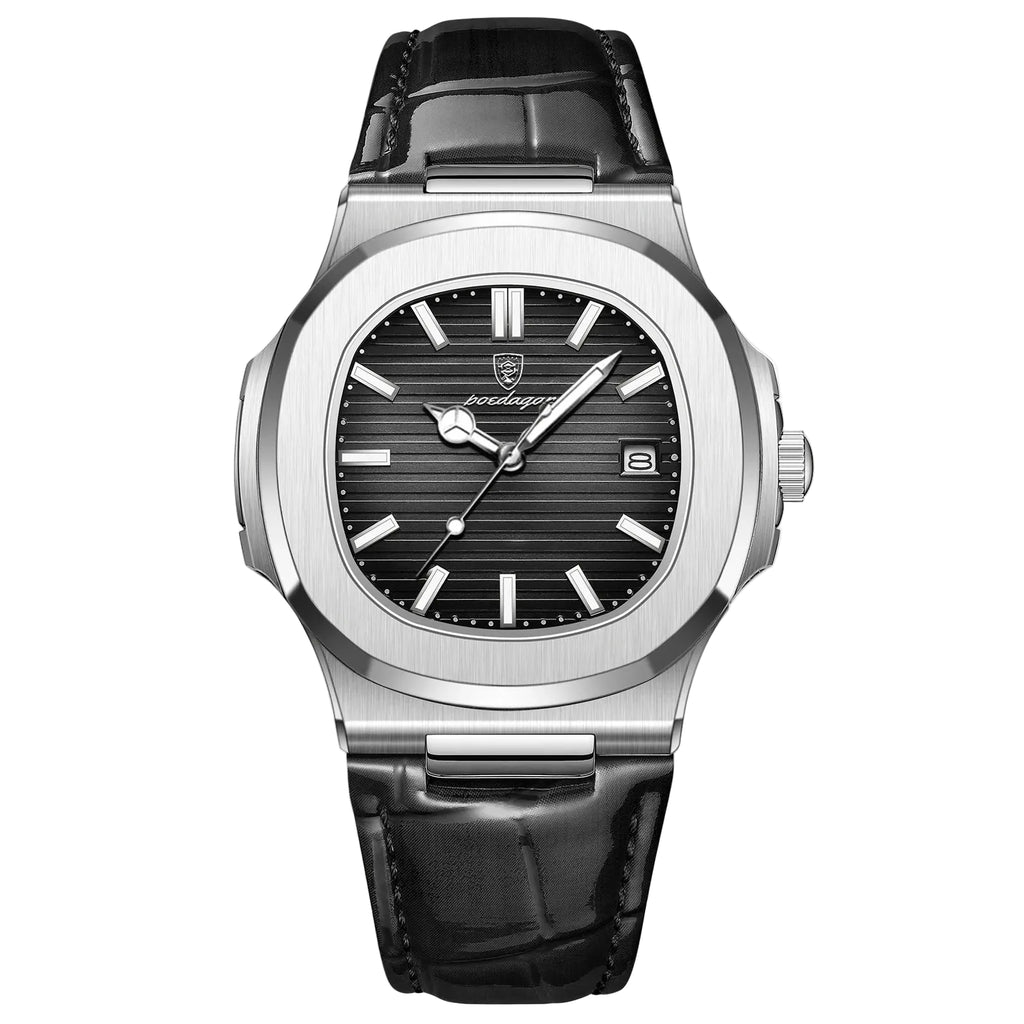 Reloj de lujo minimalista – Tono Negro y cuero