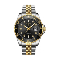 Reloj de lujo premiun estilo diver - tono acero dorado y negro (jubilee)