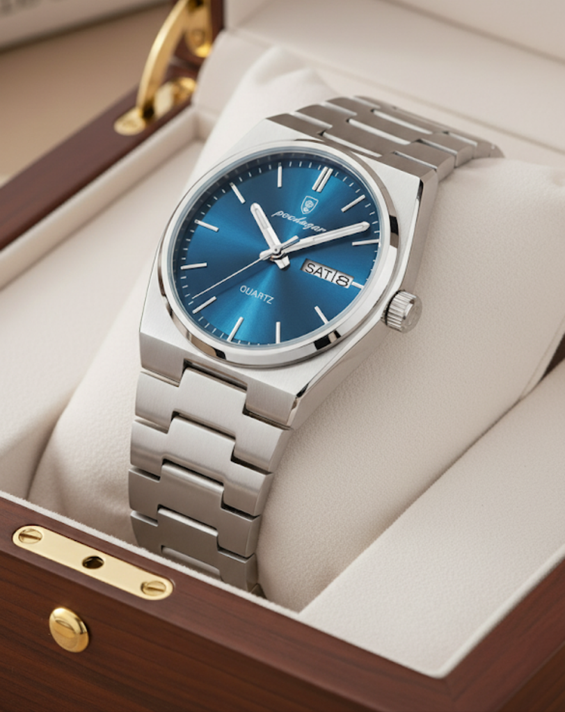 Reloj de lujo ejecutivo - tono azul y acero