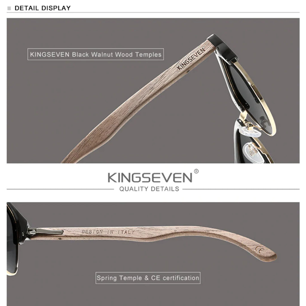 KINGSEVEN® Wooden HANDMADE Sunglasses N5516 Black