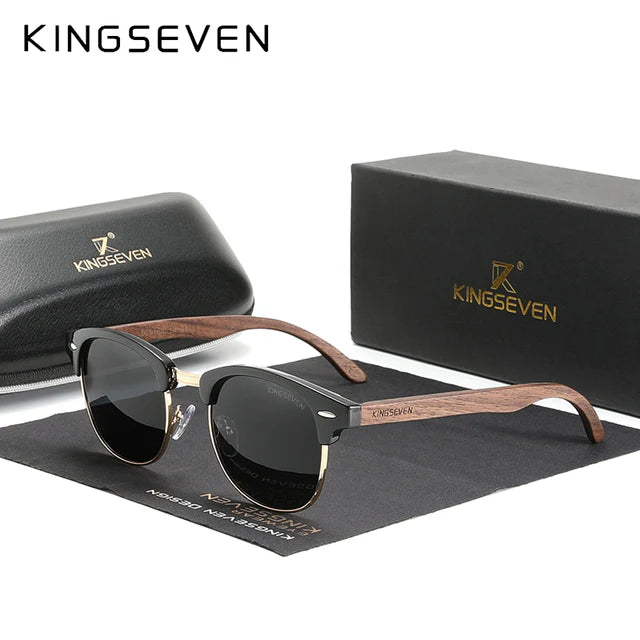 KINGSEVEN® Wooden HANDMADE Sunglasses N5516 Black