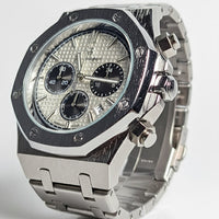 Reloj de lujo ejecutivo cronografo - tono acero y blanco panda - AltusSV | Relojes y Accesorios para Hombre