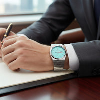 Reloj de lujo ejecutivo - tono turquesa y acero tifany - AltusSV | Relojes y Accesorios para Hombre