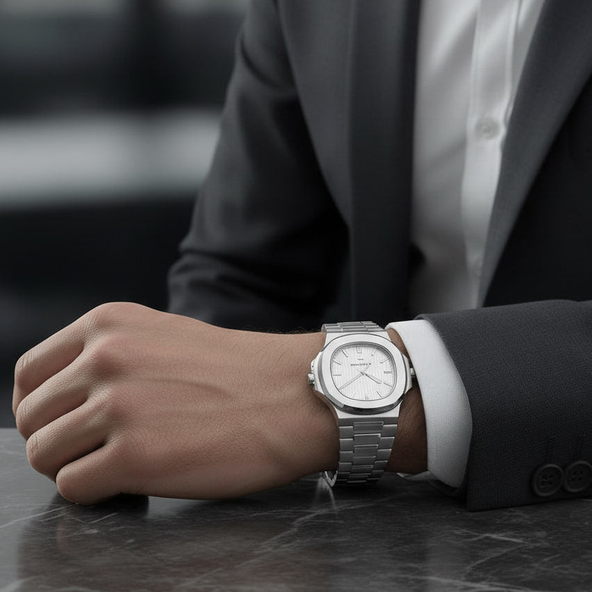 Reloj de lujo minimalista - tono blanco y acero - AltusSV | Relojes y Accesorios para Hombre