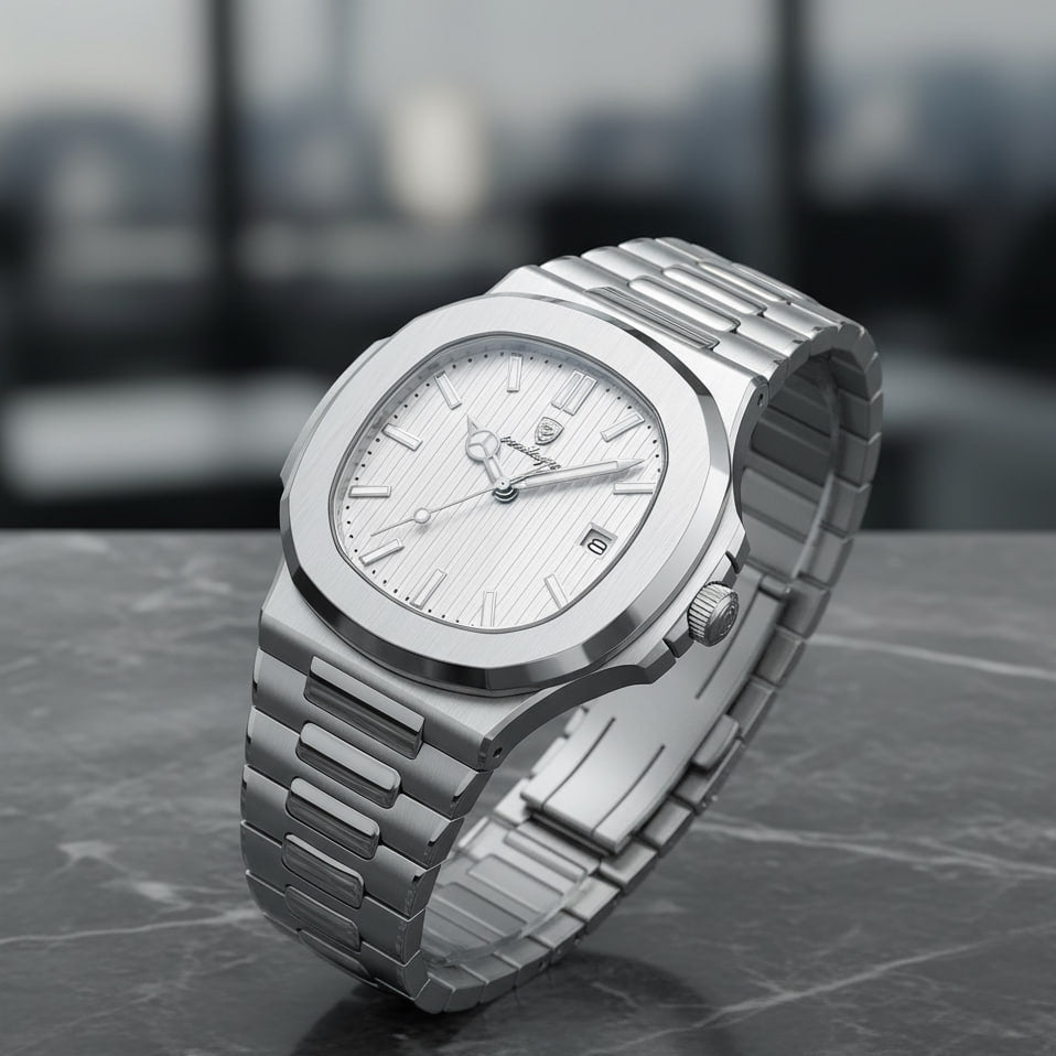 Reloj de lujo minimalista - tono blanco y acero - AltusSV | Relojes y Accesorios para Hombre