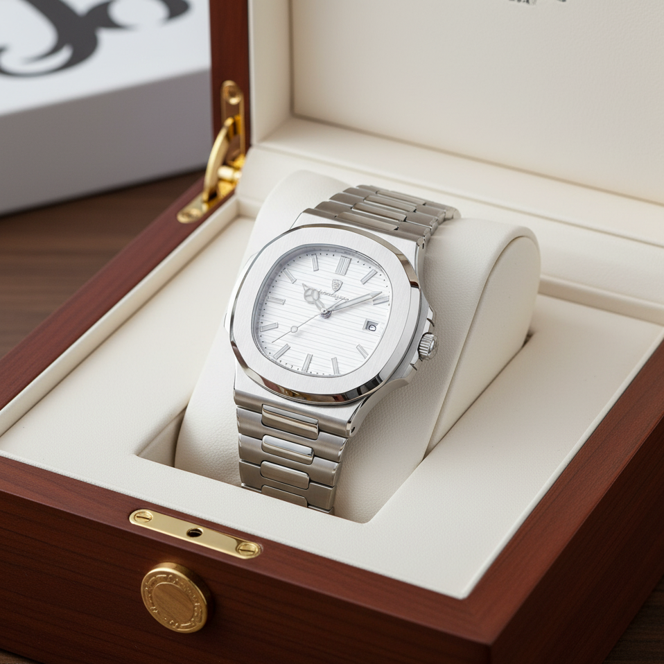 Reloj de lujo minimalista - tono blanco y acero - AltusSV | Relojes y Accesorios para Hombre