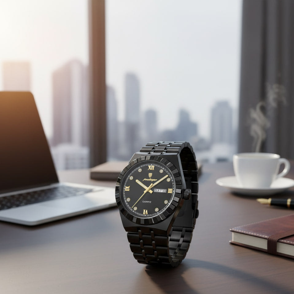 Reloj de lujo premium - tono negro y oro - AltusSV | Relojes y Accesorios para Hombre