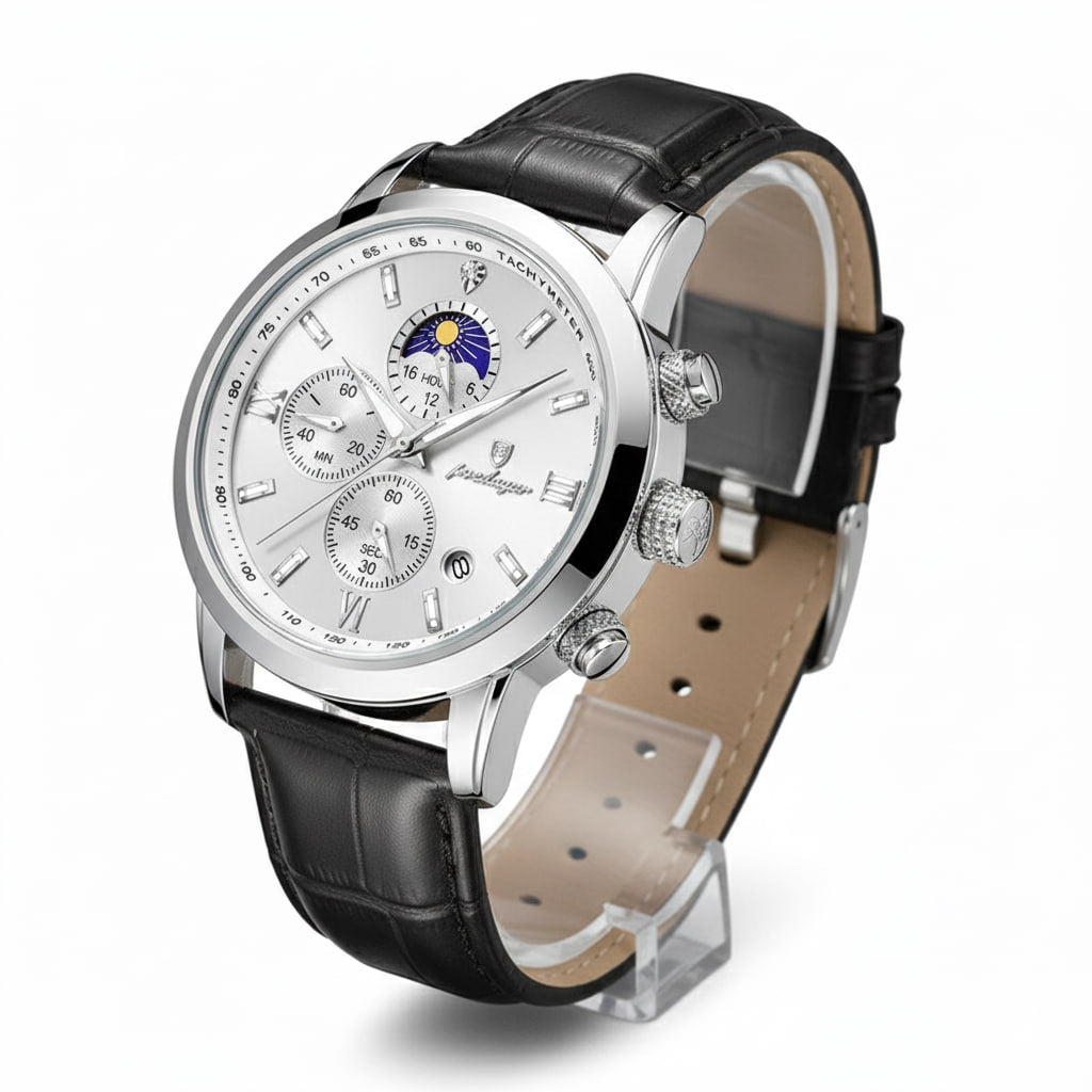 Reloj deportivo de lujo cronografo - plateado y negro - AltusSV | Relojes y Accesorios para Hombre