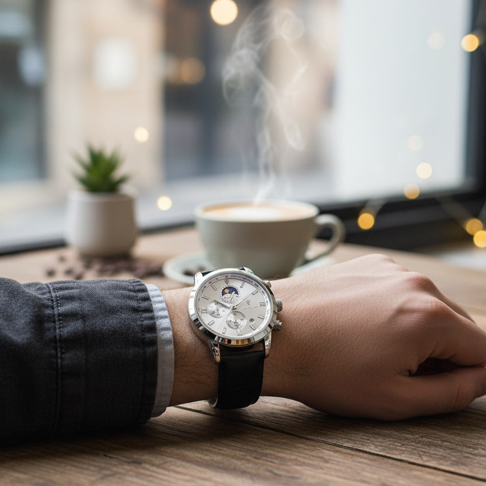 Reloj deportivo de lujo cronografo - plateado y negro - AltusSV | Relojes y Accesorios para Hombre