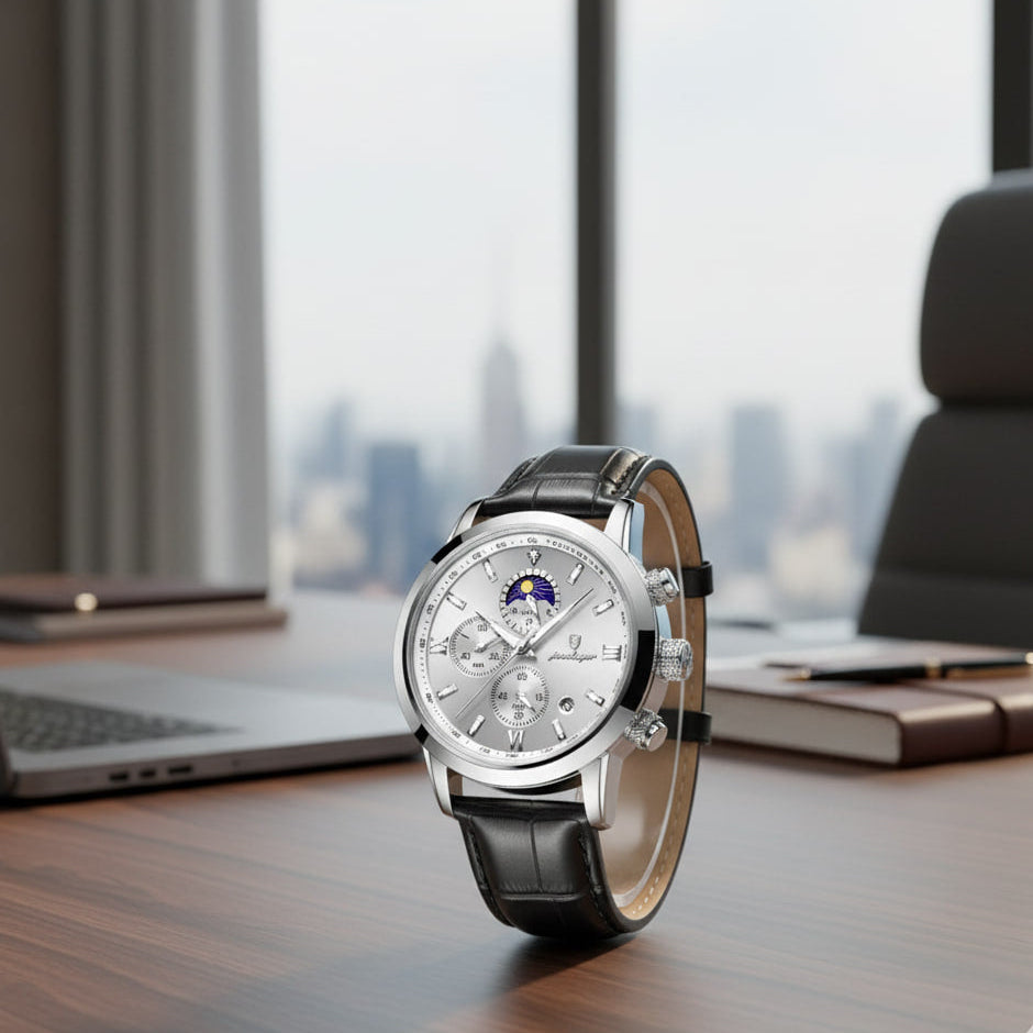 Reloj deportivo de lujo cronografo - plateado y negro - AltusSV | Relojes y Accesorios para Hombre