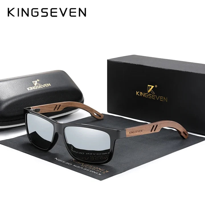 KINGSEVEN® Wooden HANDMADE Sunglasses W5508 Silver