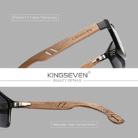 KINGSEVEN® Wooden HANDMADE Sunglasses W5508 Silver