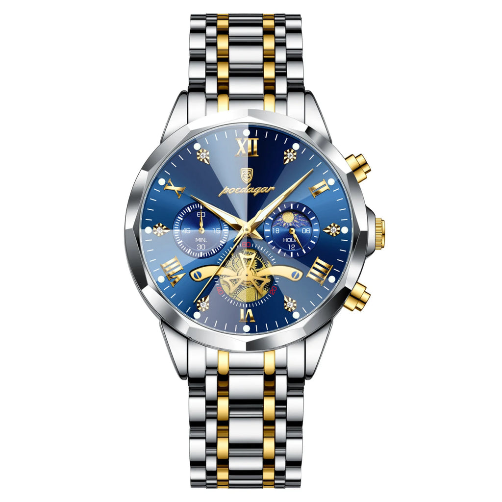 Reloj de lujo deportivo - acero y azul con efecto