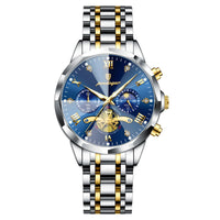 Reloj de lujo deportivo - acero y azul con efecto