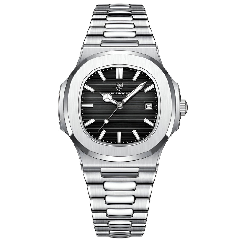Reloj Minimalista Negro y Acero para Hombre | Estilo Nautilus