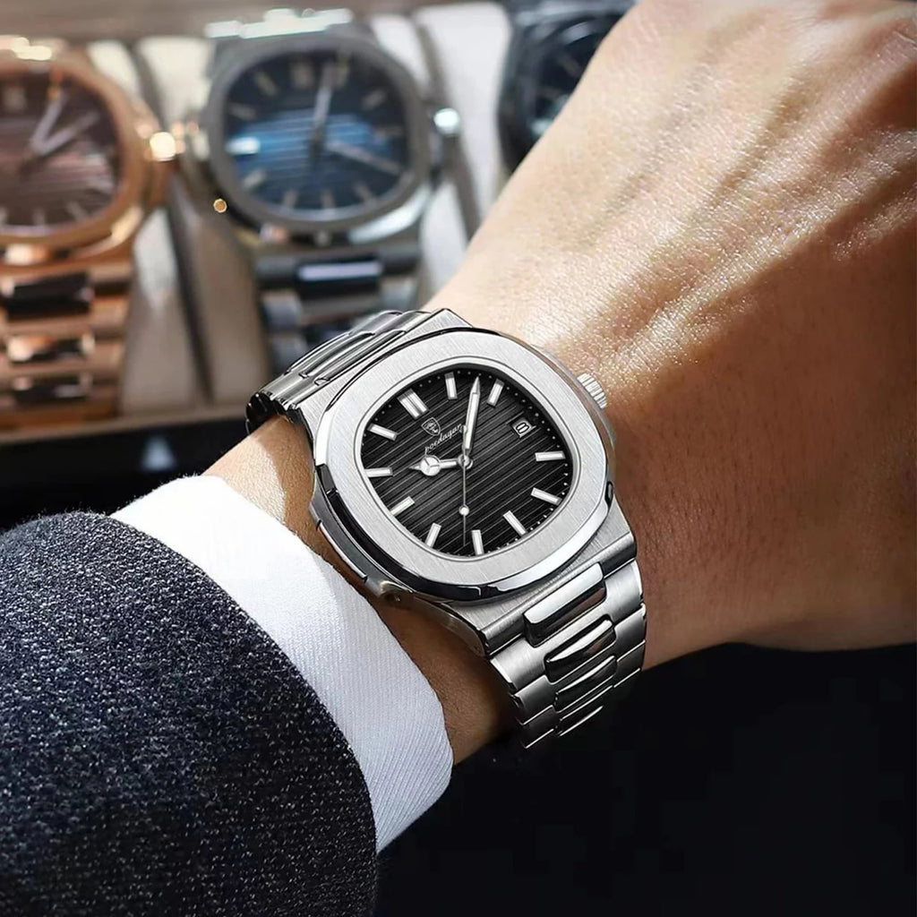 Reloj de lujo minimalista – Tono Negro y acero