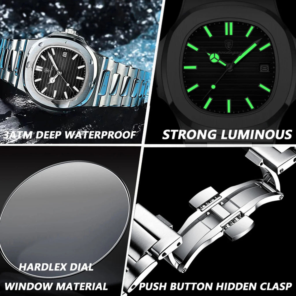 Reloj de lujo minimalista – Tono Negro y acero