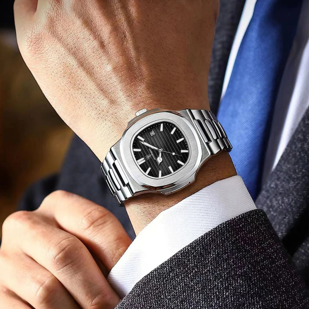 Reloj de lujo minimalista – Tono Negro y acero