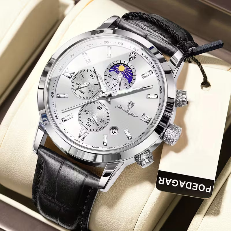 Reserva - Reloj deportivo de lujo cronografo plateado y negro