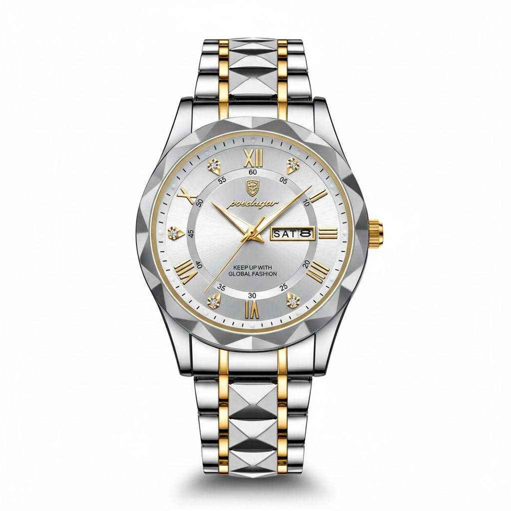 Reloj de lujo ejecutivo – tono Blanco y oro