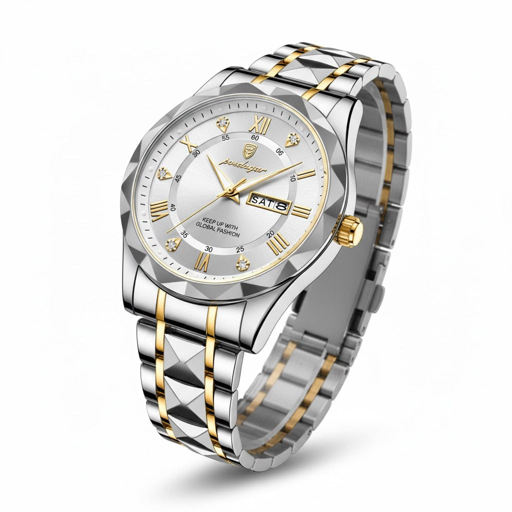 Reloj de lujo ejecutivo – tono Blanco y oro