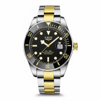 Reloj de lujo premiun estilo diver - tono acero dorado y negro