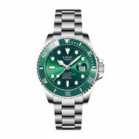 Reloj de lujo premiun estilo diver - tono acero y verde
