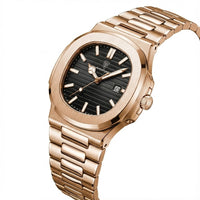 Reloj de lujo minimalista - tono negro y rose gold - nautilus inspired