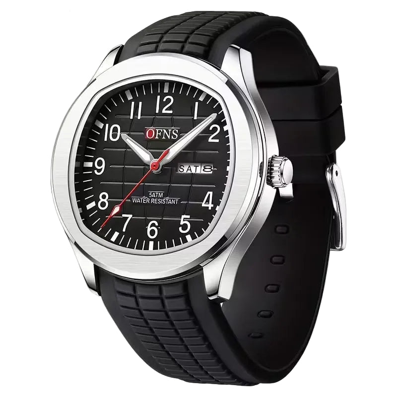 Reloj de lujo deportivo - negro y acero