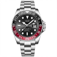 Reloj de lujo premiun estilo diver - tono acero y rojo coke