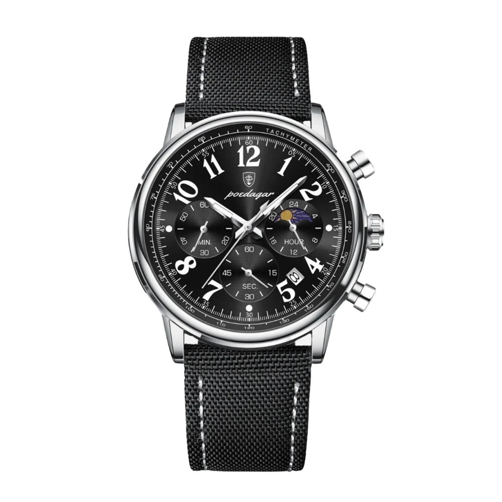 Reloj cronografo depotivo - negro y acero