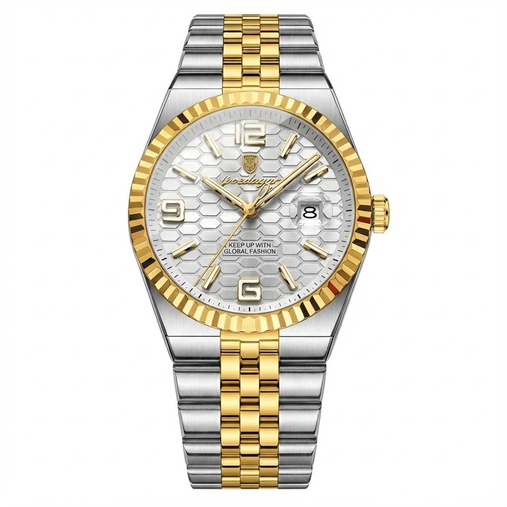 Reloj premiun ejecutivo - Tono acero oro y blanco